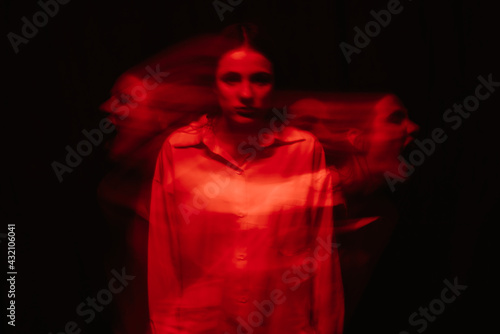 portrait of psychopathic girl with mental paranoid disorders