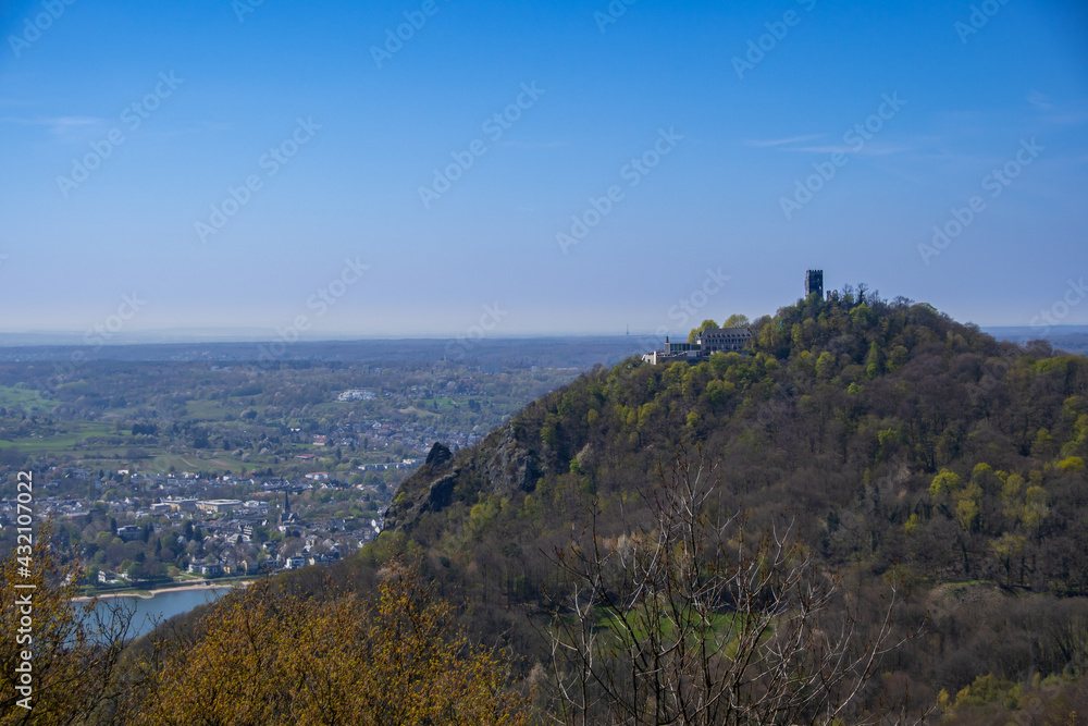 The view from a vantage point of the Drachenfels and the Rhine