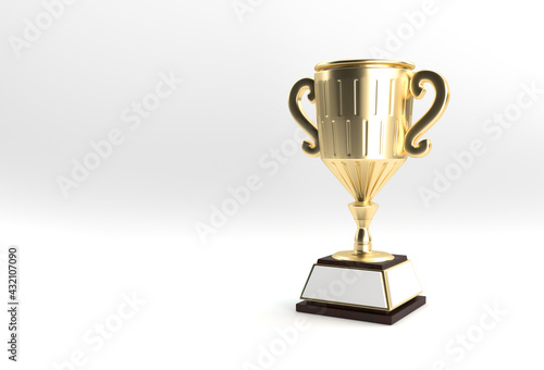 3D Render Trophy Cup isolated on Color Background.