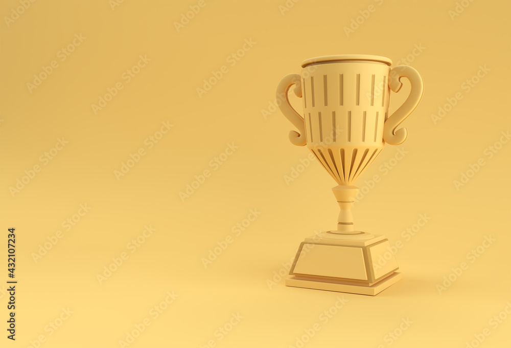 3D Render Trophy Cup isolated on Color Background. 3D Render Trophy Cup isolated on Color Background.