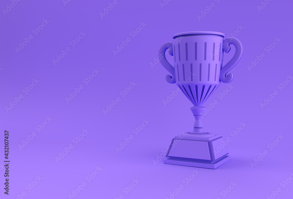 3D Render Trophy Cup isolated on Color Background.