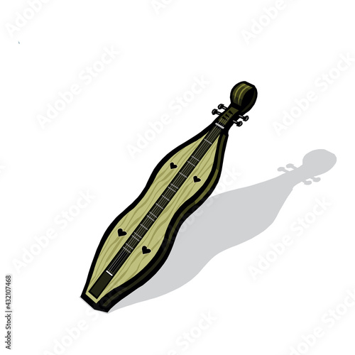 Musical instruments series. Mountain Dulcimer lute, isolated on white background in EPS10