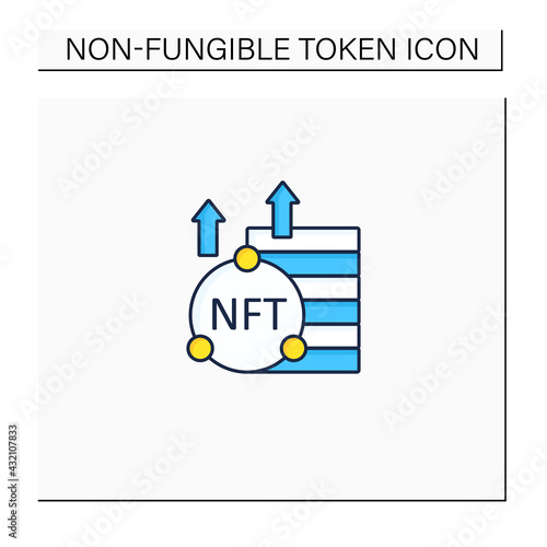 NFT asset color icon. Unique digital assets. Growth. Cryptocurrency concept. Isolated vector illustration 