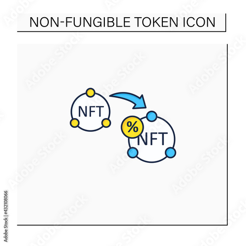 NTF resale color icon. Subsequent percentage. Secondary sale.Agreement. Digitalization concept. Isolated vector illustration