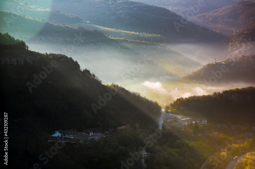 View from the top of the mountain during sunrise