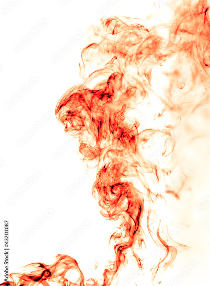 Fototapeta premium Red smoke on a white background.