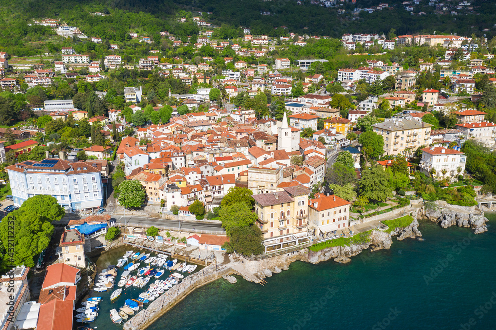 Aerial view of Lovran town in Croatia