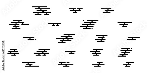 Japanese clouds vector isolated elements. Oriental style geometry simple pattern.