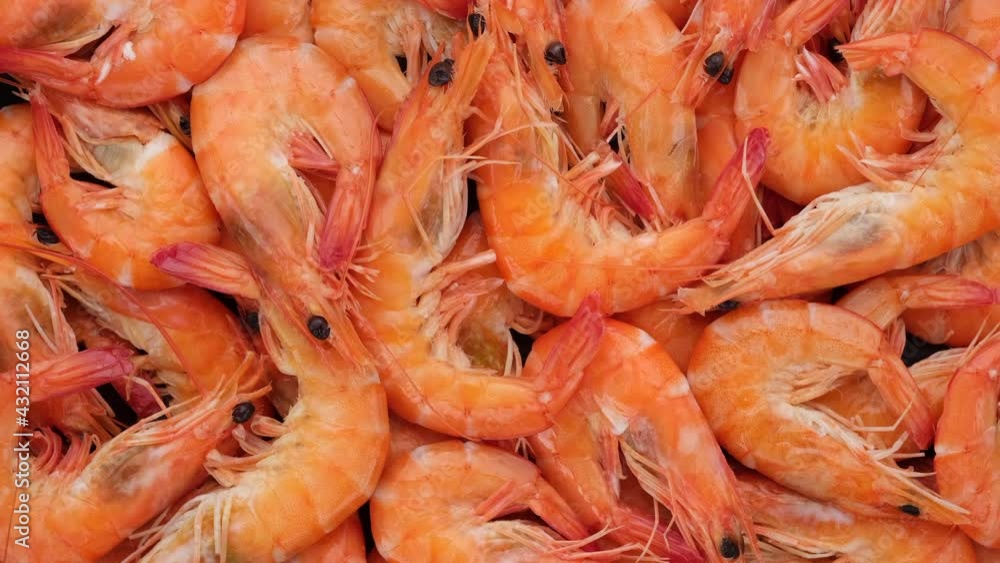 fresh shrimps top view rotation. 4K UHD video fresh shrimps top view rotation. 4K UHD video