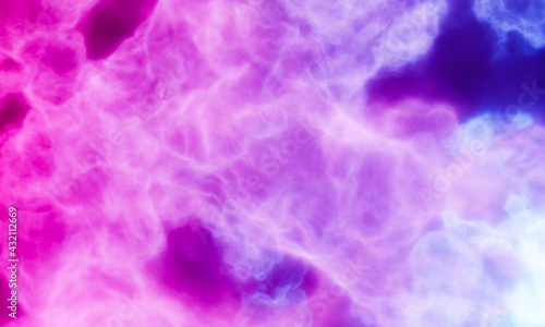 Aerosol clouds  space haze or cosmic rays  pink  pastel blue  space sky with many stars. Travel in the universe. 3D Rendering