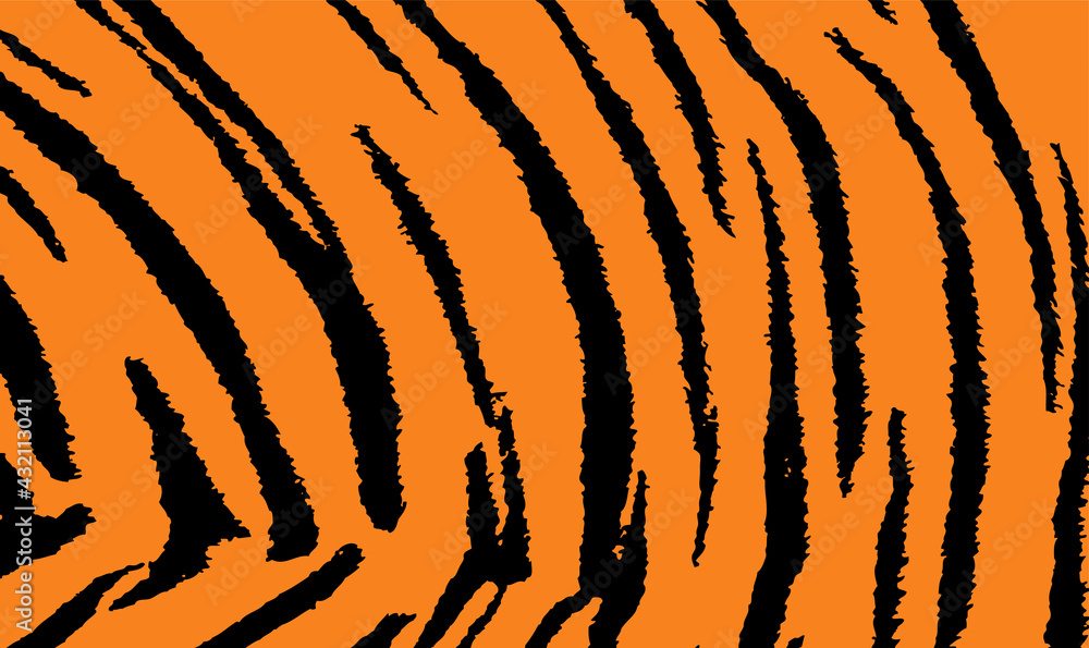 Pattern texture tiger orange stripe repeated seamless black jungle safari.  Tiger stripe tiling pattern. Animal skin, tiger stripes, pattern, line  background, print, fabric. Amazing hand draw. Vector Stock Vector