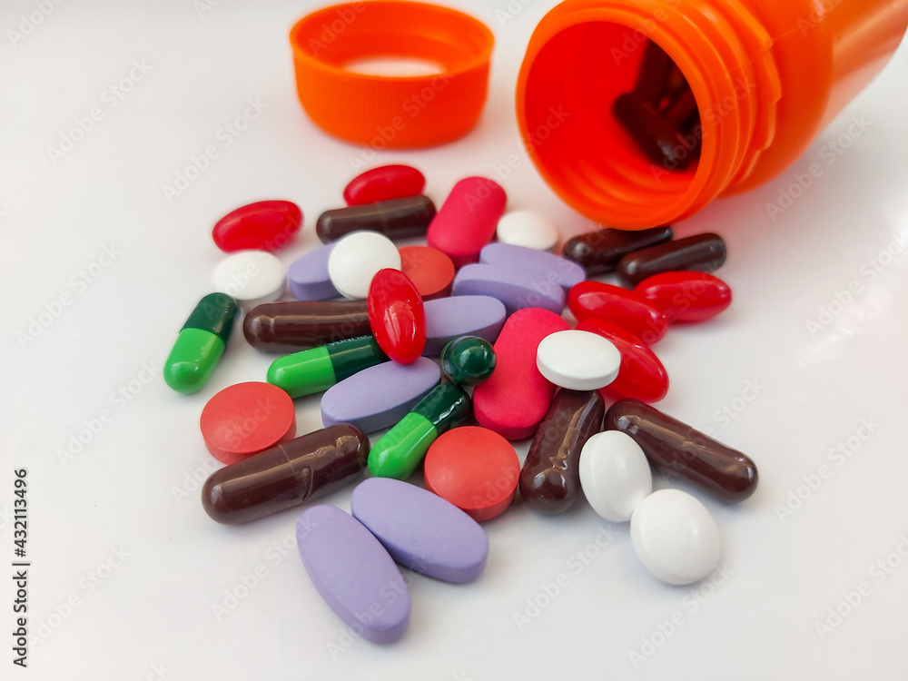 Close up of colorful medical pills and tablets Close up of colorful medical pills and tablets