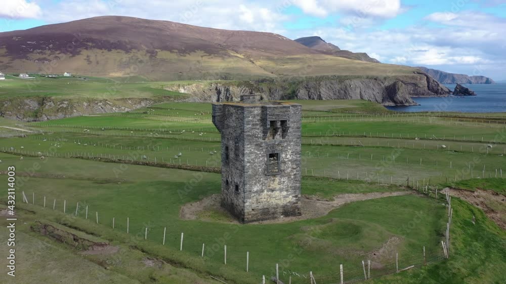 Aerial view of the Napoleonic Signal Tower in Malin Beg - County Donegal, Ireland Aerial view of the Napoleonic Signal Tower in Malin Beg - County Donegal, Ireland