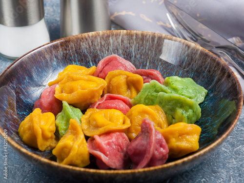 Photography fashion trend colored dumplings with universal filling