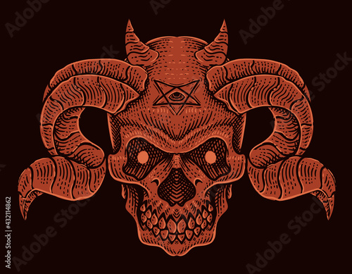 illustration vector demon skull head