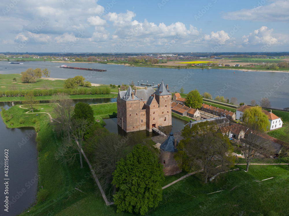 Castle Loevestein in the Netherlands, Aerial