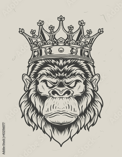 illustration vector gorilla king monochrome style