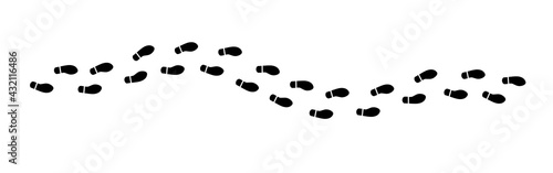 Footsteps. Set of shoeprint icon isolated on white background. Vector illustration.