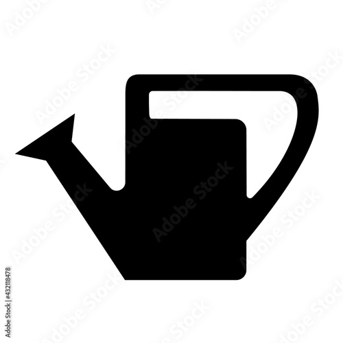 black silhouette of a large watering can for watering, on a white background
