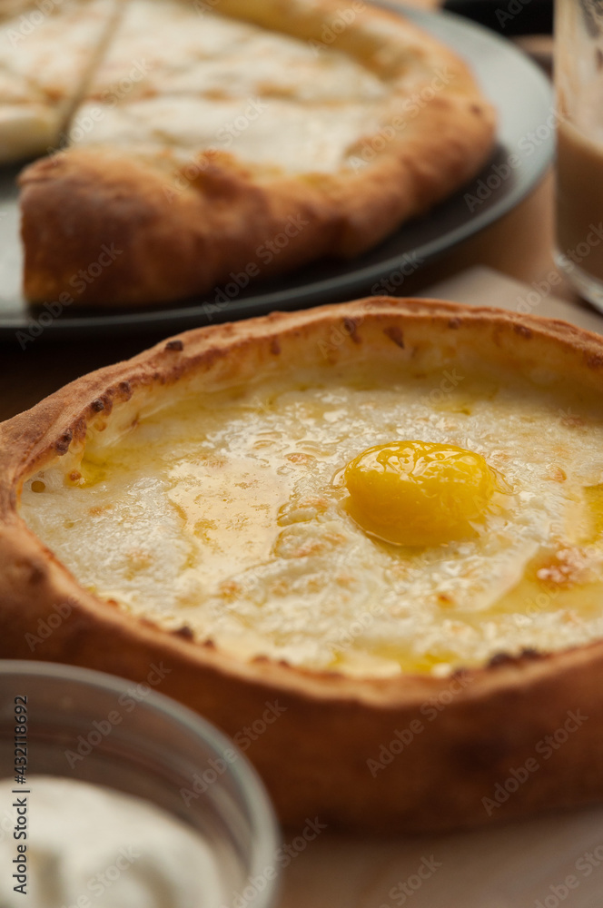 khachapuri in Ajarian and Megrelian on a vertical photo
