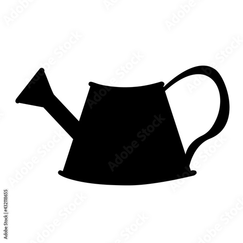 black silhouette of a small metal watering can on a white background.