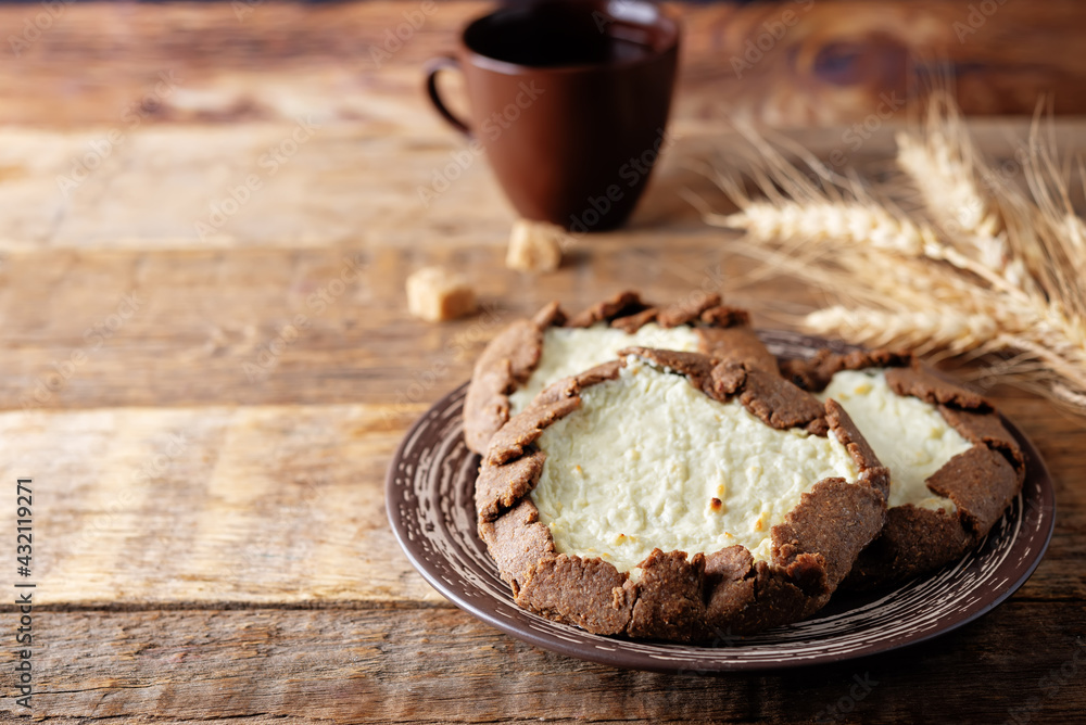 Fototapeta premium Cottage cheese or ricotta rye breakfast cakes