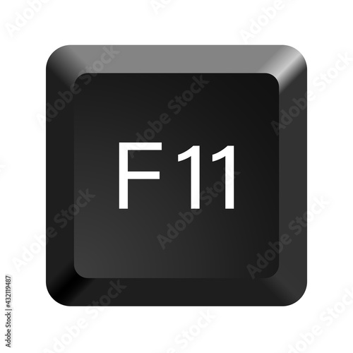Key with with F11 symbol. Black computer keyboard. Button icon vector illustration. 