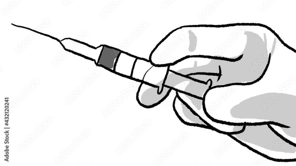 animation hand holds syringe to make vaccine in whiteboard style, ideal footage for social videos and covidfree themes animation hand holds syringe to make vaccine in whiteboard style, ideal footage for social videos and covidfree themes