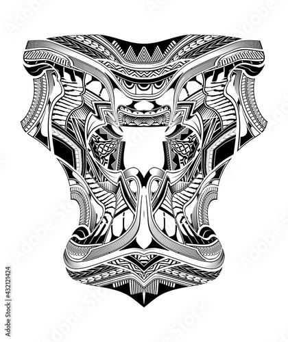 Polynesian body style tattoo ornament