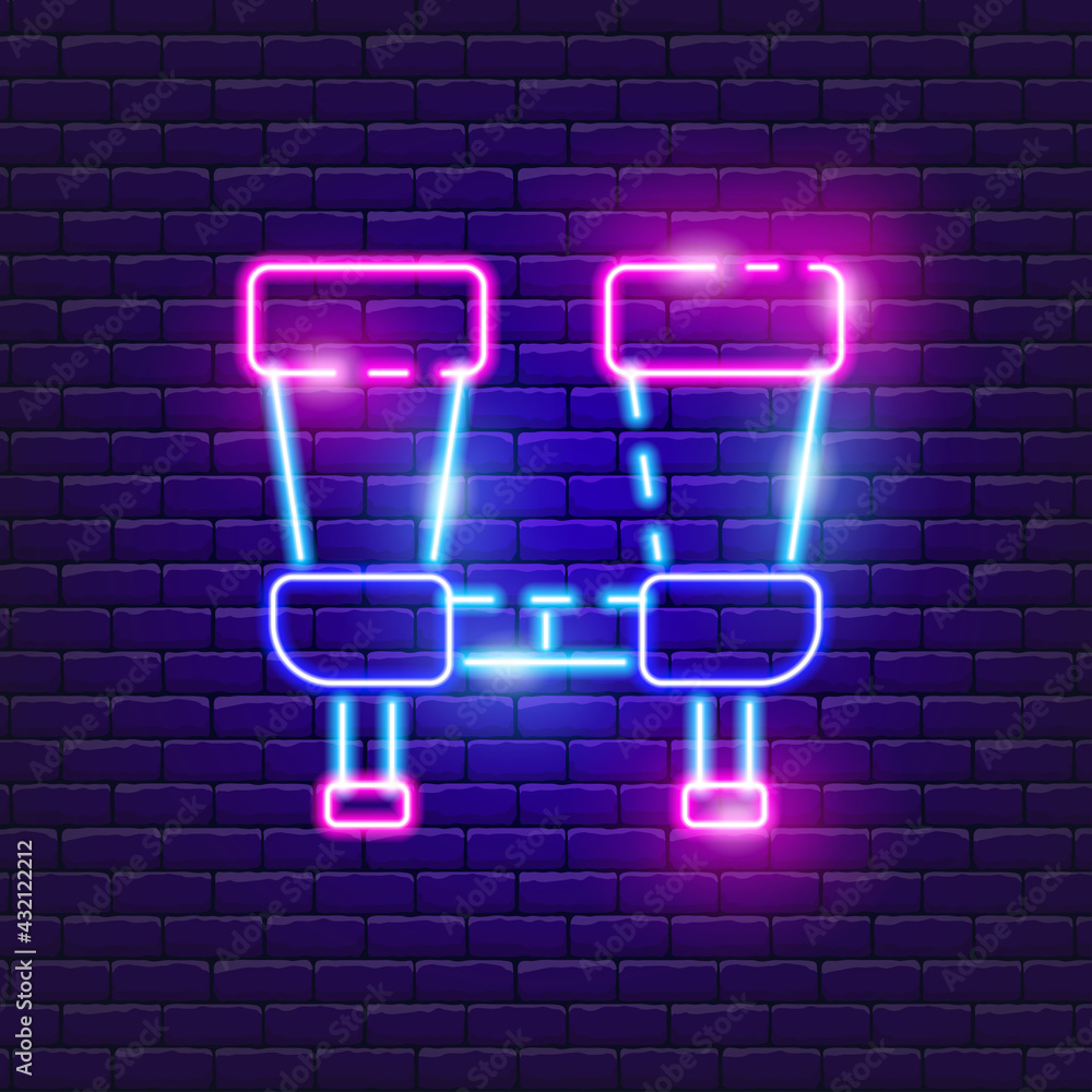 Binoculars neon icon. Vector illustration for the design of advertising, website, promotion, banner, brochure, flyer. Concept of Hike, travel, camping. Binoculars neon icon. Vector illustration for the design of advertising, website, promotion, banner, brochure, flyer. Concept of Hike, travel, camping.