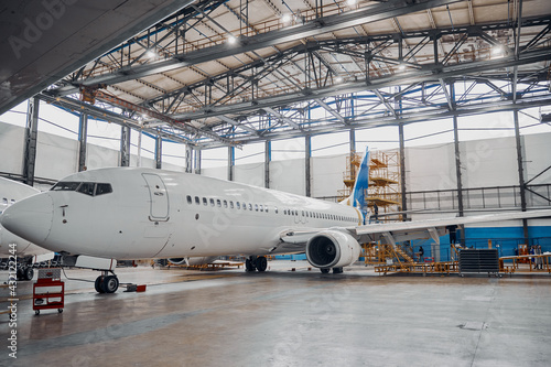 Принти на полотні Professional plane expluatation service in big hangar