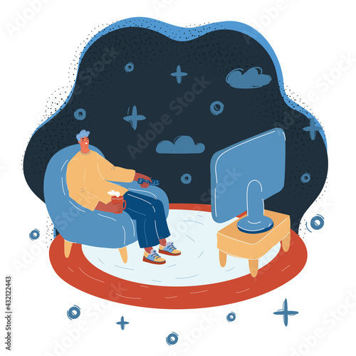 Vector illustration of The Man watching TV at home