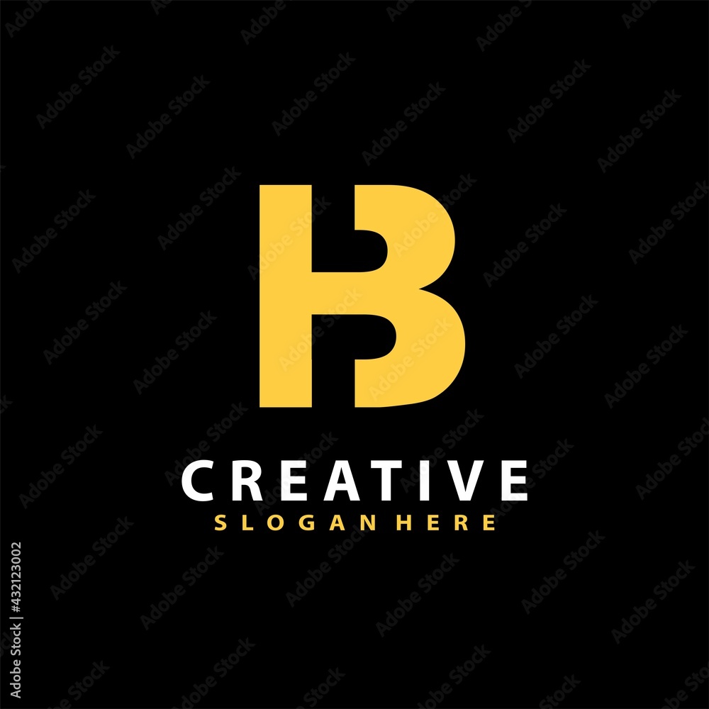 Initial B logo in yellow color, B logo template vector . Bold logo type Initial B logo in yellow color, B logo template vector . Bold logo type