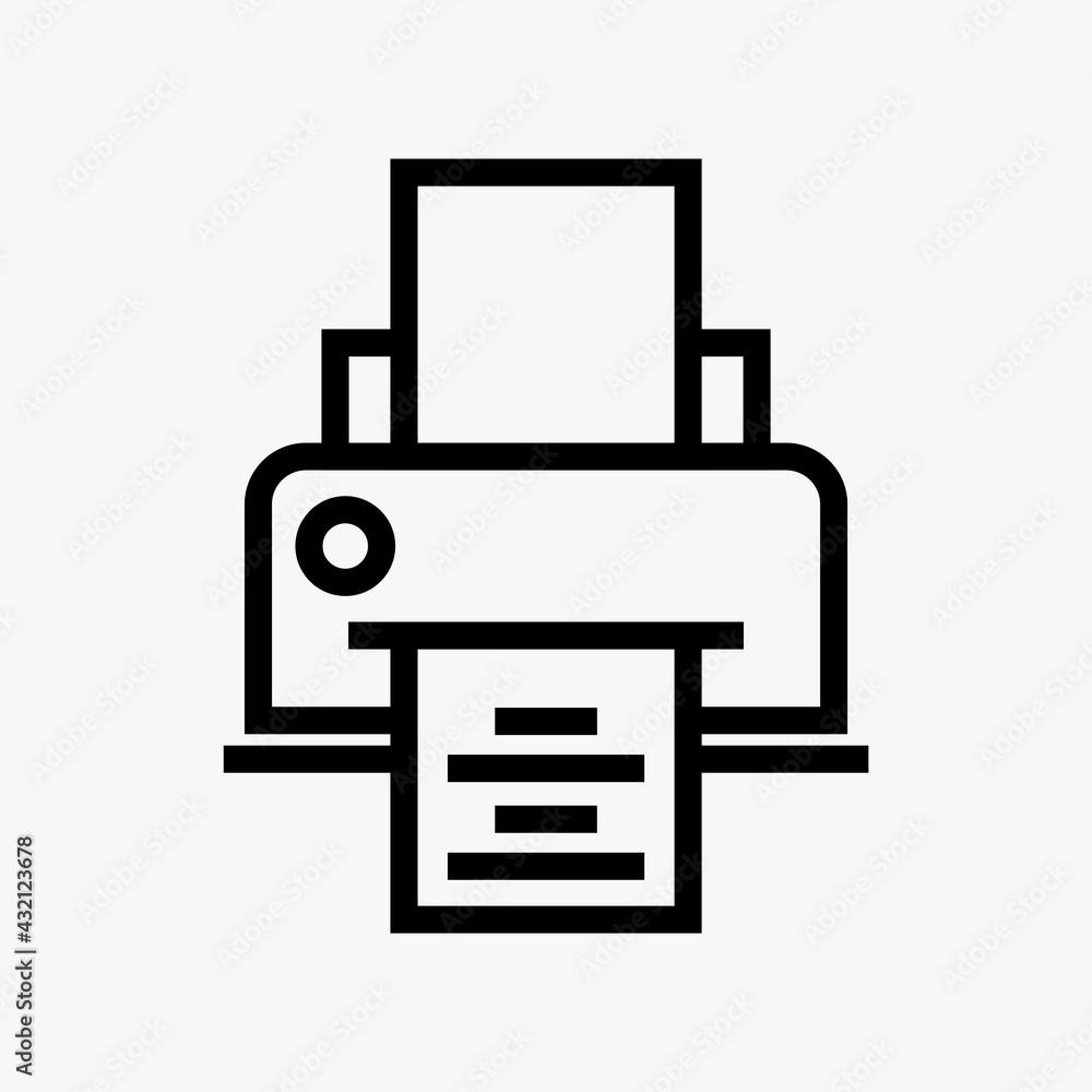 Printer icon vector illustration design. Vector outline pictogram isolated on white background. Collection of line icons for web applications and mobile concepts. Printer icon vector illustration design. Vector outline pictogram isolated on white background. Collection of line icons for web applications and mobile concepts.