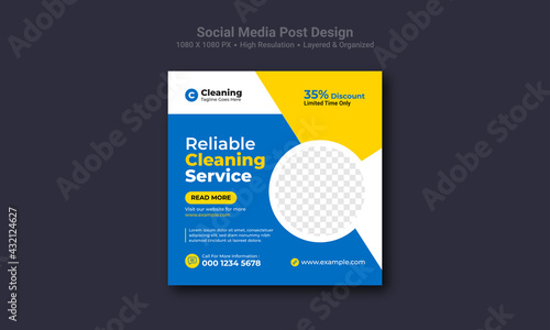 Cleaning service social media post design template