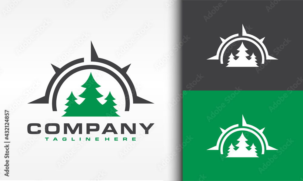 Naklejka premium fir tree compass logo