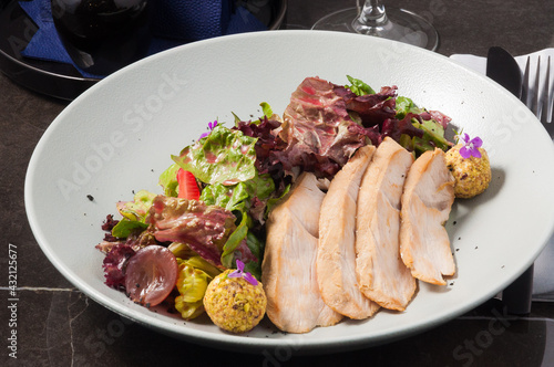salad with smoked Turkey and vegetables. Diet dish