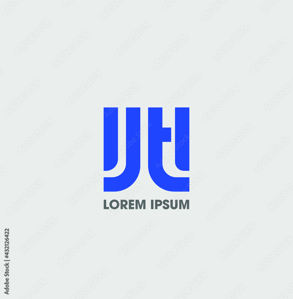 Obraz premium IJTI company initial letters monogram with Blue color. IJTI logo vector on gray background.