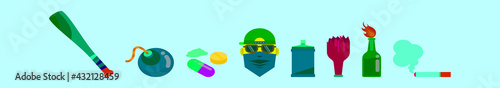set of hooligans cartoon icon design template with various models. vector illustration isolated on blue background