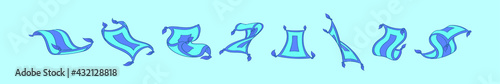 set of magic carpet cartoon icon design template with various models. vector illustration isolated on blue background