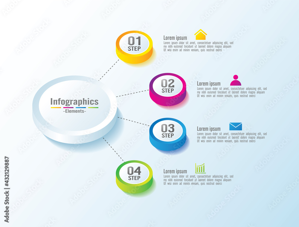 Fototapeta premium Presentation business infographic elements with 4 step