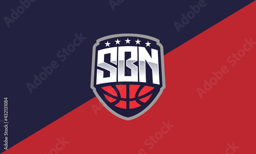 Monogram SBN Basketball Esport logo vector icon illustration