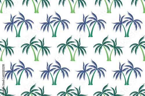 Coconut tropical palm tree summer seamless pattern