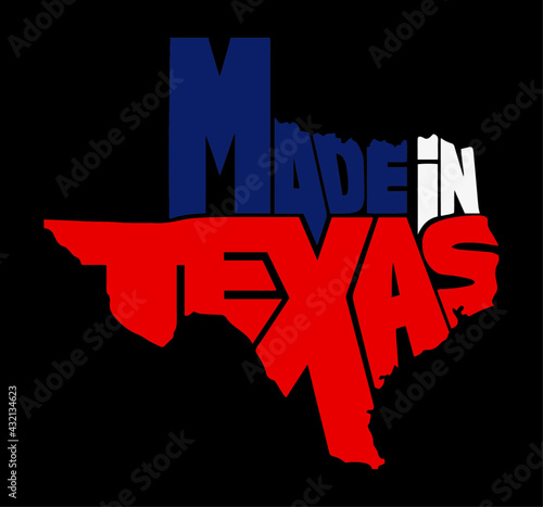 Made in Texas design - Vector file - Texas flag color version.