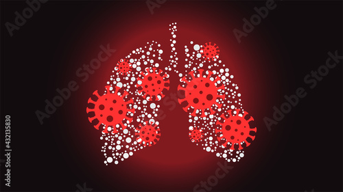 Virus cells in lung. Infected lungs. Coronavirus, COVID-19. 2019-nCoV. lung disease, pneumonia, asthma, cancer, tuberculosis.