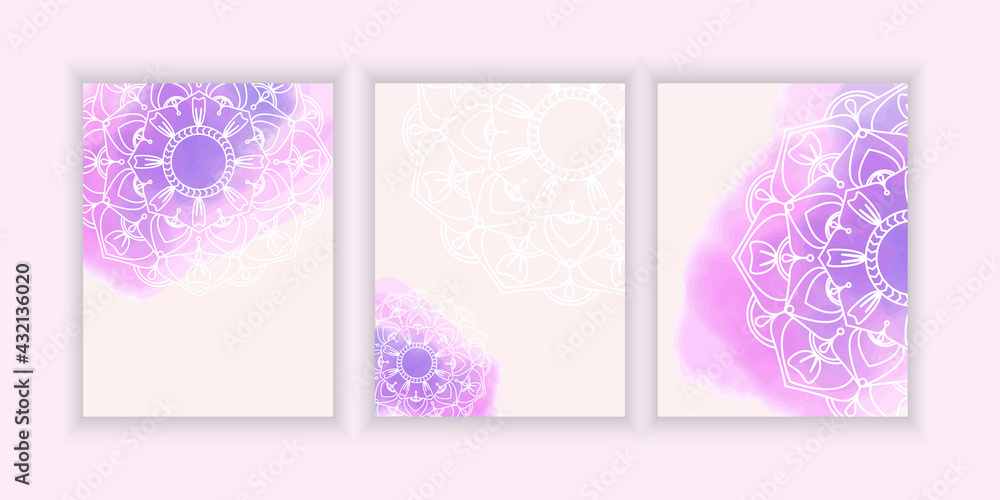 A set of postcards, business cards with mandala elements. Vector templates A set of postcards, business cards with mandala elements. Vector templates