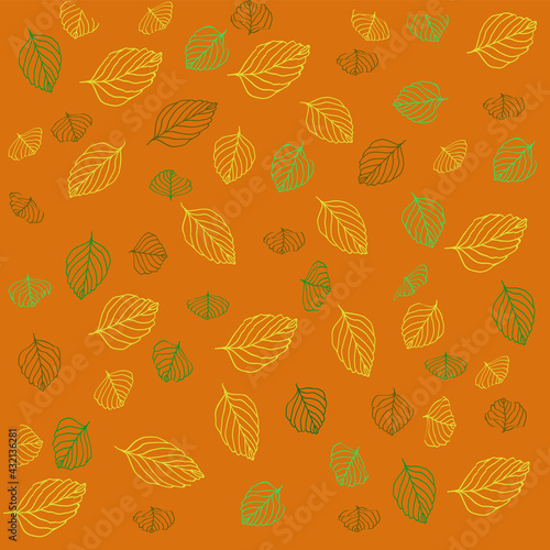 a set of icons of different colors. Green, yellow, dark green leaves on a background. Ecology. Vector illustration