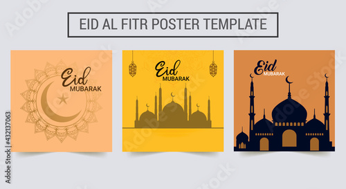 Eid Mubarak or Eid Al Fitr Template Design Layout. Suitable for poster, banner, campaign, and greeting card. sale promotion social media banner template.