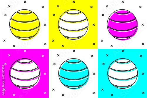 Set Fitness ball icon isolated on color background. Gym ball. Vector