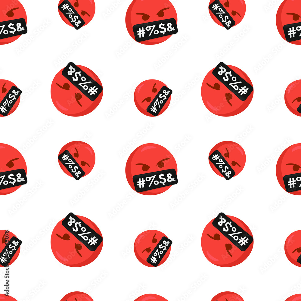 Symbols Mouth Icon Emoji Pattern. Angry Seamless Background Symbols ...